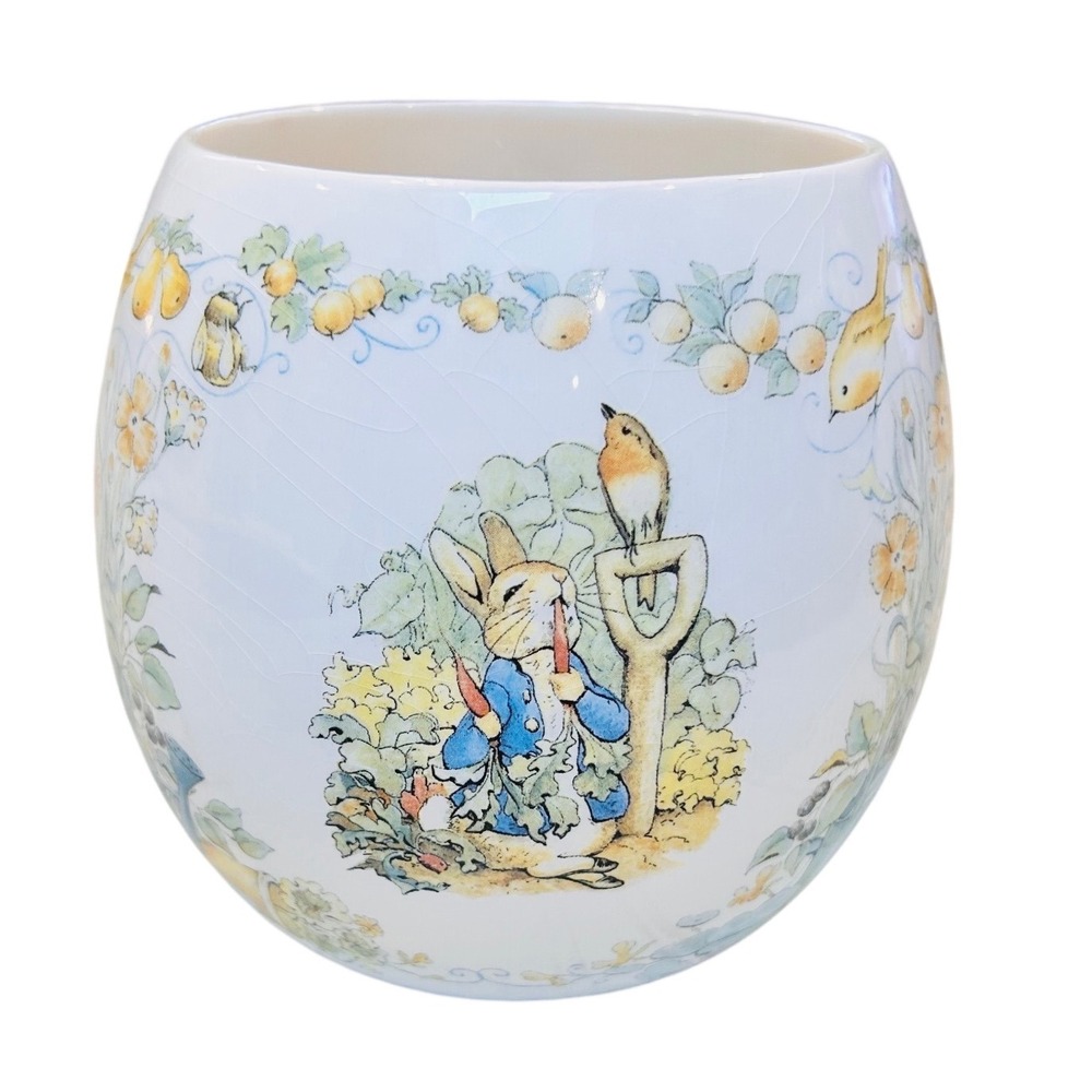 Beatrix Potter Peter Rabbit Teleflora Ceramic Planter Vase 1996 Vintage Crazed